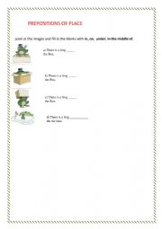 English Worksheet: Prepositions of place