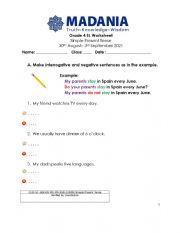 English Worksheet: Simple Present Tense