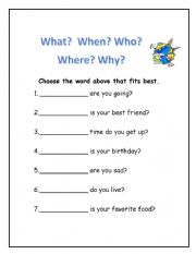 English Worksheet: Wh question