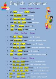English Worksheet: Grammar Table 3