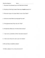 English Worksheet: Rudy Movie Worksheet