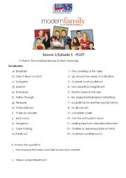 Modern Family season 01 episode 01 worksheet