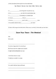 English Worksheet: Save your tears - The Weeknd