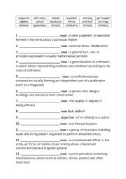 English Worksheet: Spelling Words Definitions Grade 6 Week 13