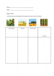 English Worksheet: Animals Habitat