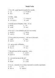 English Worksheet: Modal Verbs Test