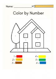 English Worksheet: Colour the house