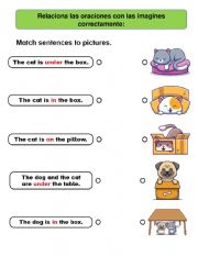 English Worksheet: IN ON UNDER