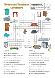 English Worksheet: House and furniture crossword