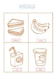 English Worksheet: Meals chart