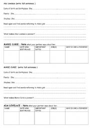English Worksheet: reading comprehension female pioneers part 2 
