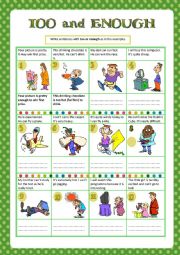 English Worksheet: Too and Enough
