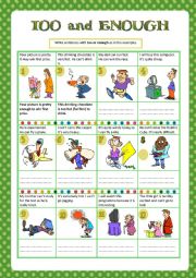 English Worksheet: Too and Enough