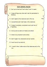 English Worksheet: School rules