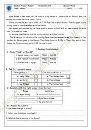 English Worksheet: Evaluation for 6th grade pupils