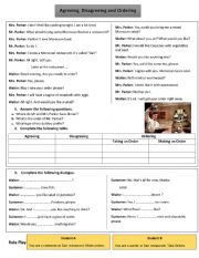 English Worksheet: Agreeing, Disagreeing and Ordering