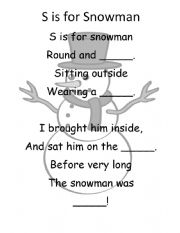 English Worksheet: Snowman - at word family