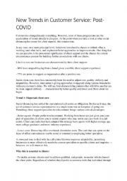 English Worksheet: Customer Support trends post COVID