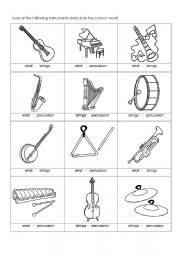 English worksheet: Types of Instruments