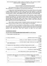 English Worksheet: Electricity 