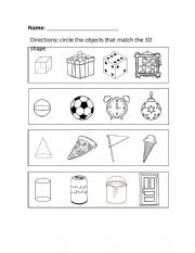 English Worksheet: 3D Shapes