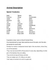 English Worksheet: Animal Description 