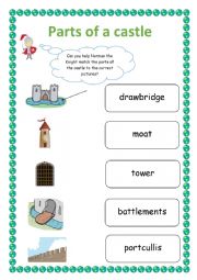 English Worksheet: Parts of a castle