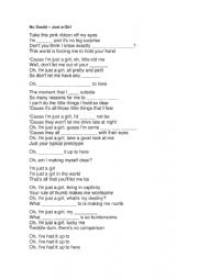 English Worksheet: NO DOUBT - JUST A GIRL