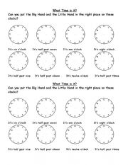 English Worksheet: WHAT TIME IS IT?