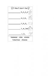 English Worksheet: I like / don`t like