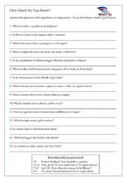 English Worksheet: How much do you know?  Comparatives & Superlatives