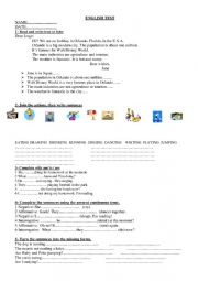English Worksheet: Present continuous test