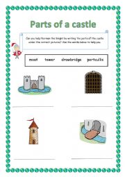English Worksheet: Parts of a castle