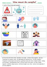 English worksheet: Module 4section1: You must be careful (Corona virus)