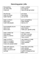 English Worksheet: Guessing game jobs/professions