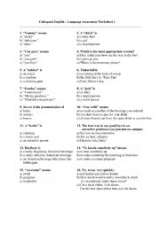 English Worksheet: Colloquial English fun Quiz