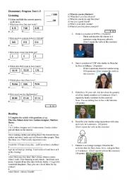 English Worksheet: ELEMENTARY PROGRESS TEST