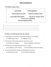 English Worksheet: THE FIRST CONDITIONAL