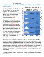 English worksheet: All About Clouds