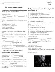 English Worksheet: Set fire to the rain by Adele