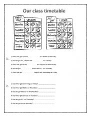 Our class timetable