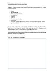 English Worksheet: Inverted Job Interview