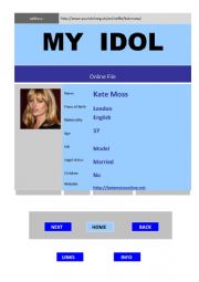 English Worksheet: MY IDOL 