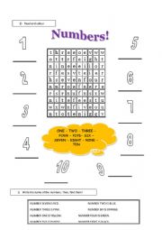 English Worksheet: NUMBERS WORDSEARCH