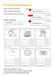 English Worksheet: Do you like it? Speaking game