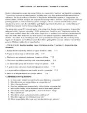 English Worksheet: veganism reading comprehension
