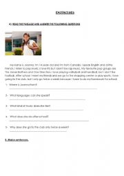 English Worksheet: Excercises