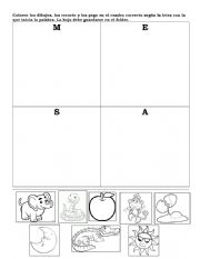 English Worksheet: Beginning sounds letters M, E, S, A