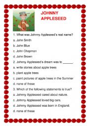 Johnny Appleseed Comprehension Questions