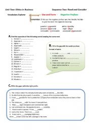 English Worksheet: Negative Prefixes